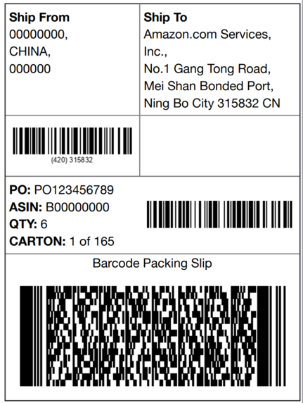 VendorCentral BPS carton label