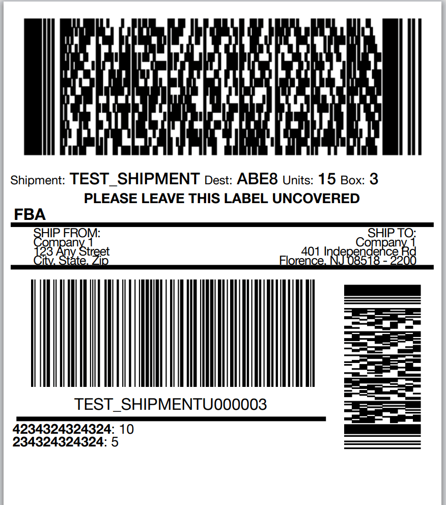 Combined FBA inbound and box content label