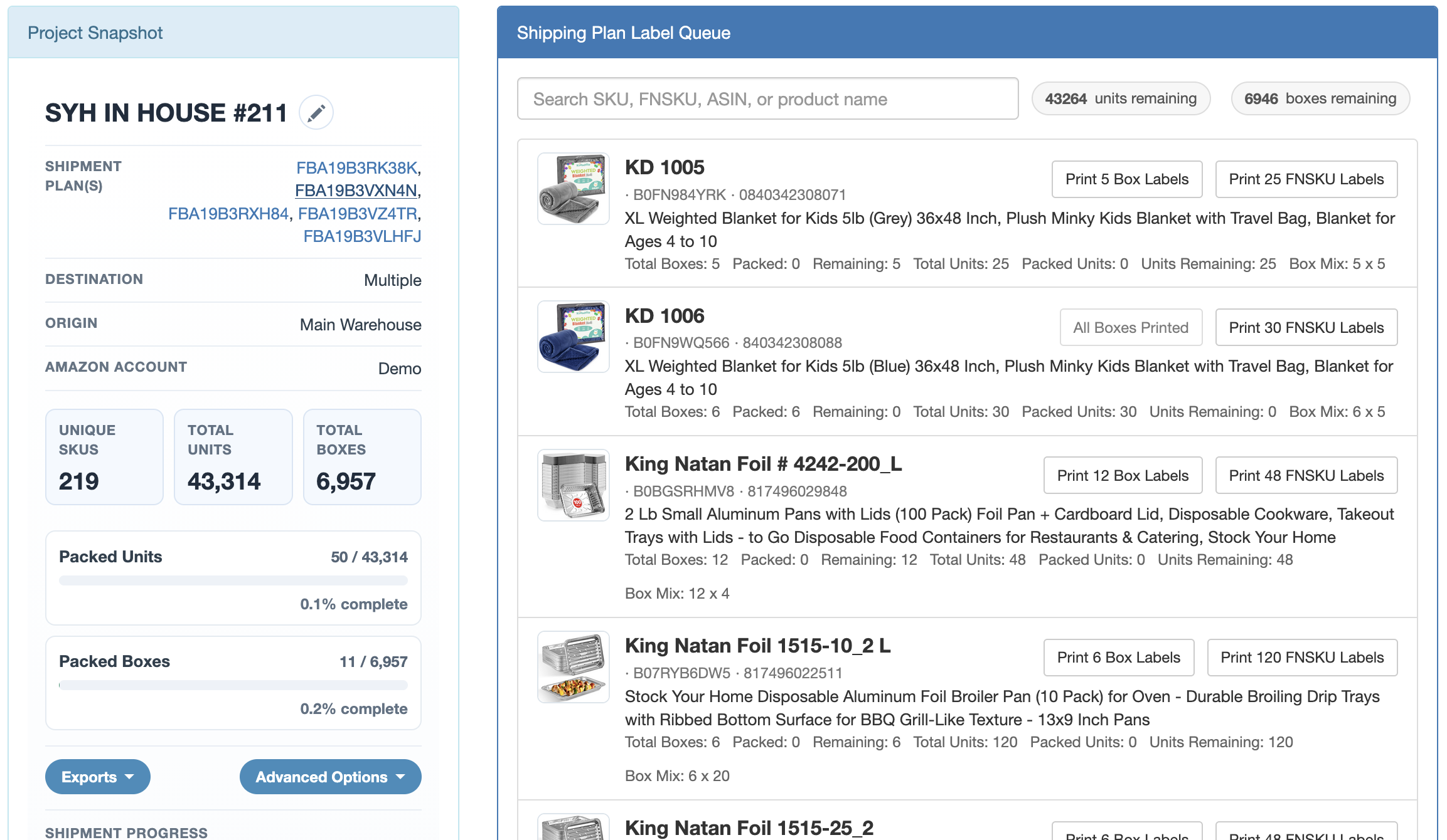 Send to Amazon shipment plan review screen
