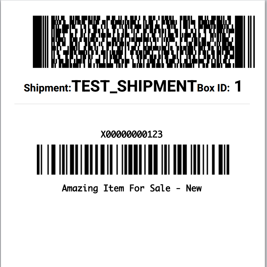 Unified 2D box content and FNSKU label